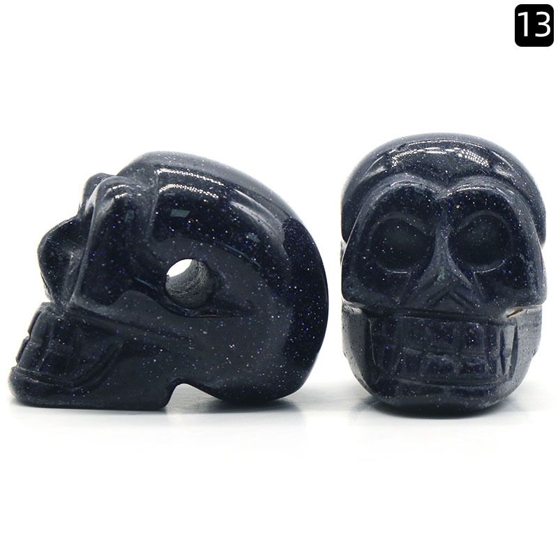 1365-Acessórios de pingente de cabeça fantasma de crânio de pedra semipreciosa de cristal natural, artesanato de Halloween pequenos ornamentos