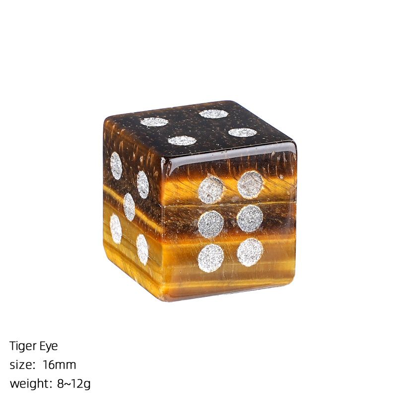Dados de cristal natural de 16Mm divertidos pontos do jogo de tabuleiro adereços do jogo jateados em ângulo reto dados de pedra semipreciosa