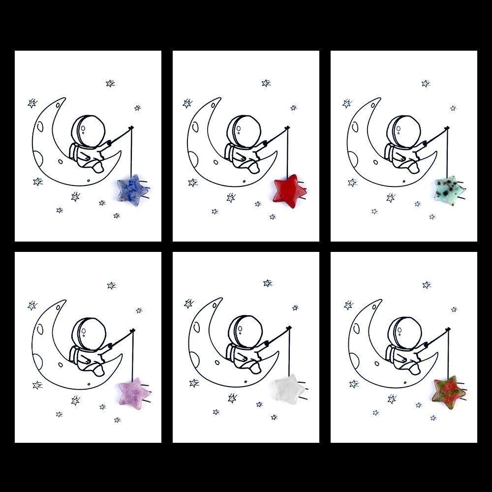 1817-Card Series 15mm Pentagrama Natural Crystal Agate Fun Card