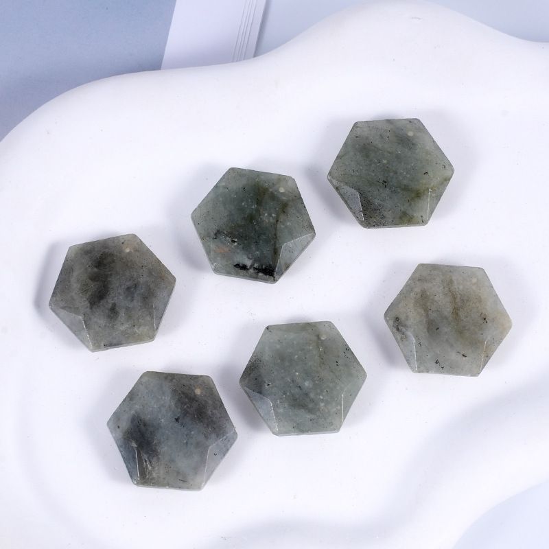 Acessórios de pingente de hexagrama de cristal natural Agate perfurado corte geométrico grande satélite colar de pedra