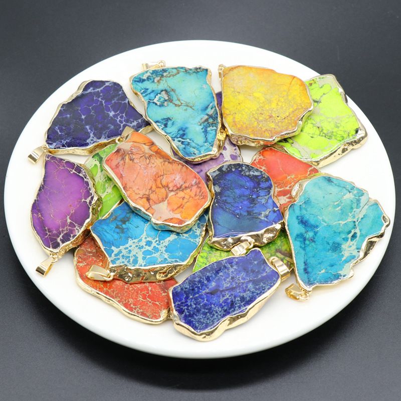 Pingente de jóias irregulares de pedra imperador com colar de DIY dourado corrente de jóias famosas