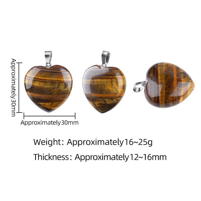 Pingente de amor de cristal natural de 30Mm, presente de Dia dos Namorados masculino e feminino, colar de coração de pêssego de pedra polida em forma de coração de pedra natural.