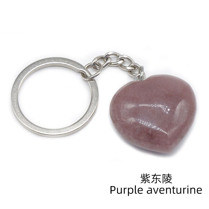 Pedra de ágata de cristal natural 30mm chaveiro do amor, pingente em forma de coração DIY caixa de presente acessórios de jóias
