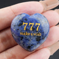Cristal natural amor gravura anjo digital azul padrão 777 coração forma jogar pedra mesa vaso de flores decoração