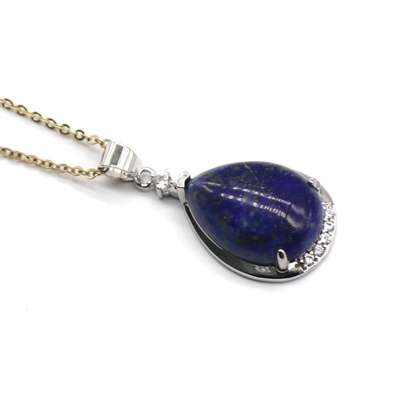 2427 Pingente de gota d 'água de ametista, ágata rosa, olho de tigre, pingente de lápis-lazúli, colar, acessórios de corrente de clavícula feminina.