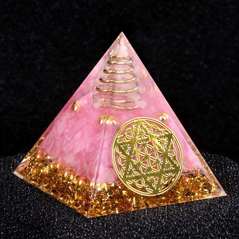 2162-Ágata de cristal 5cm de cascalho pirâmide Resina epóxi escritório doméstico ornamento de mesa artesanato