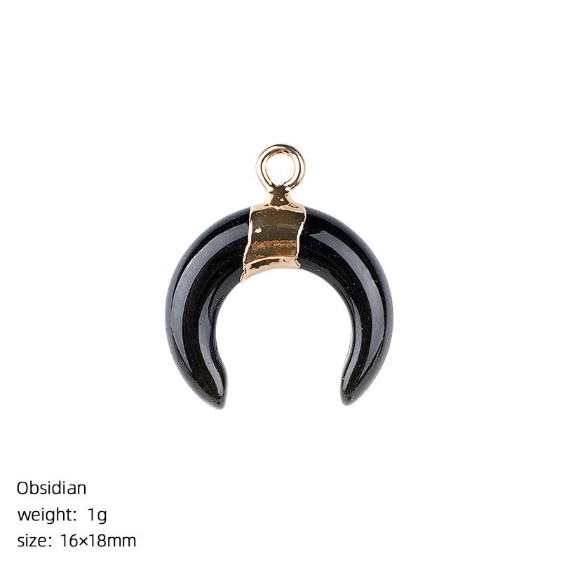 1440 Pingente de lua de cristal natural artesanal pulseira colar brincos dourados único pendurado tipo C chifre de pedra natural
