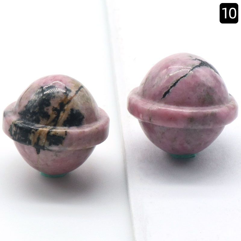 1262-Miniplaneta de pedra semipreciosa de cristal natural, planeta galáctico Universo tridimensional OVNI ornamento pequeno decorativo