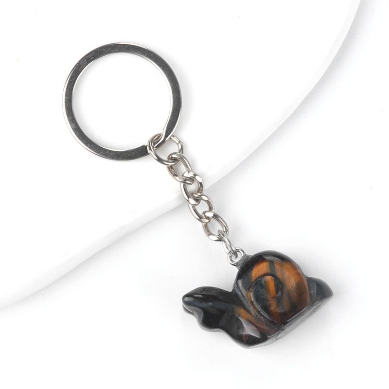 1717 - Pingente de chaveiro de caracol: Pingente de chaveiro de animais esculpidos em ágata de cristal