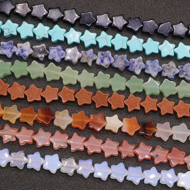 254-Cristal em pó estrela de cinco pontas, estrela de ágata contas soltas DIY pulseira de pedra natural artesanal brincos acessórios de jóias materiais