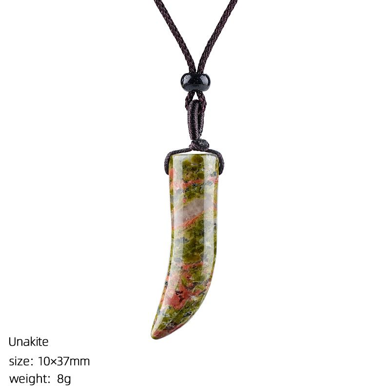 Colar de chili semiprecioso ajustável com chili de chili com chifre de cristal de cristal natural com chifre vintage unissexo