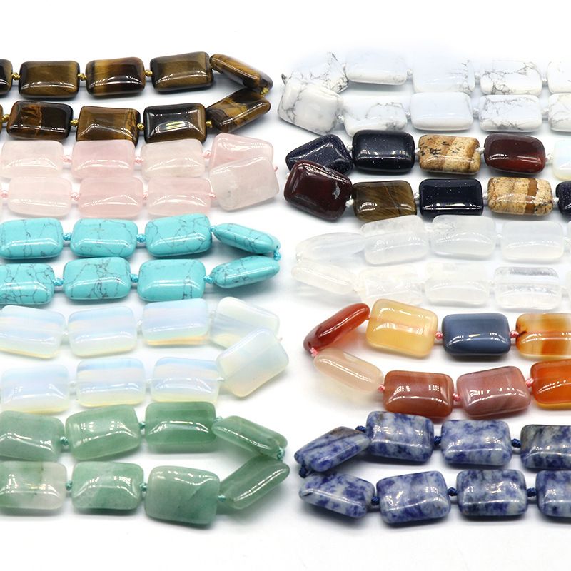 Colar de pedra colorida de ágata de cristal natural, colar de tecido com nós retangulares