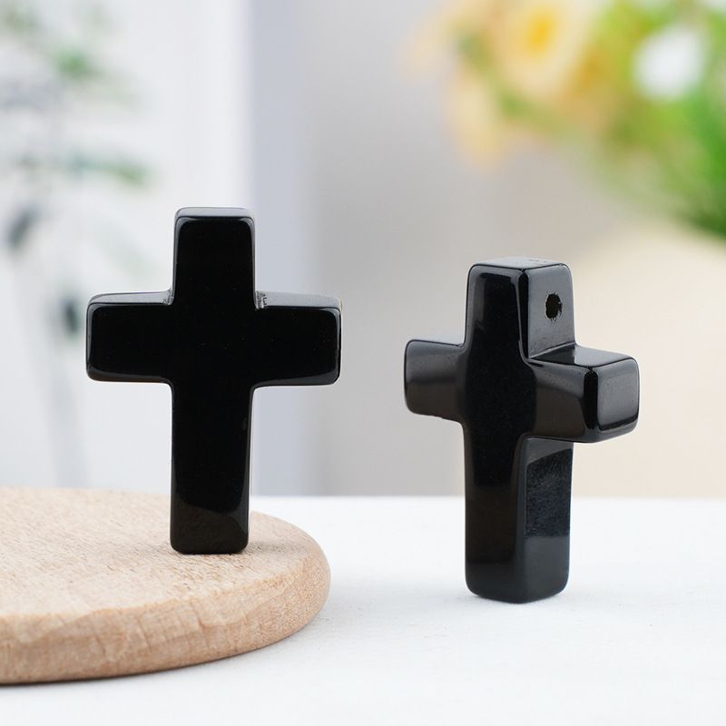 Pó de pedra natural de cristal cruz pingente pingente colar de jóias DIY acessórios