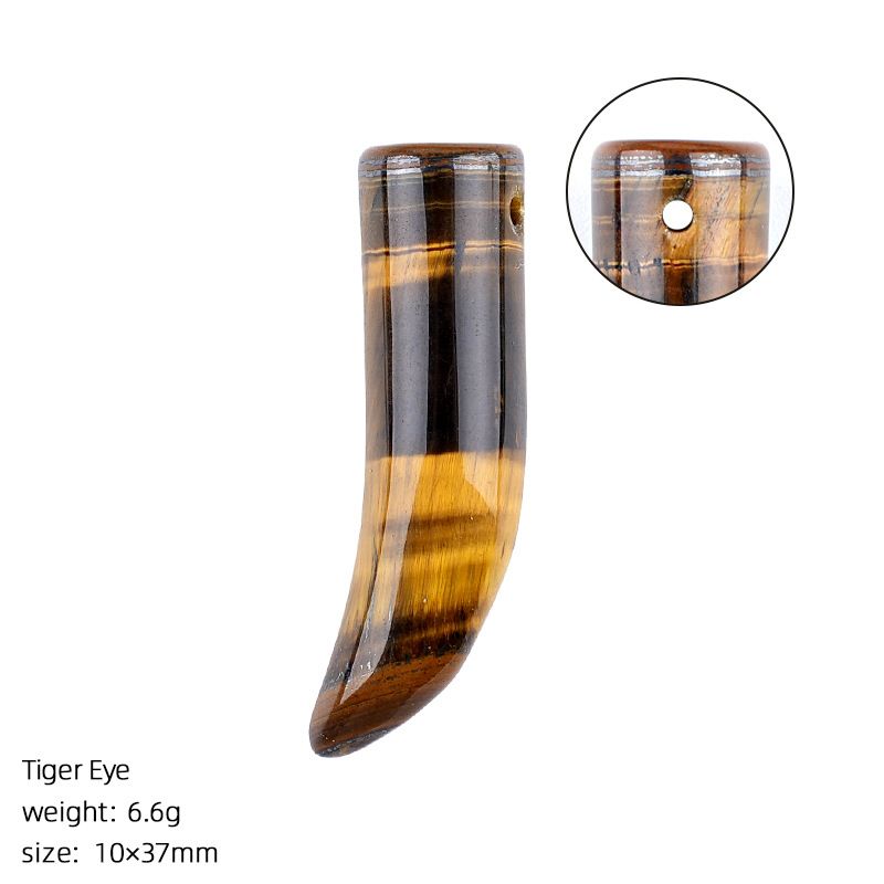 Pingente de chifre de cristal natural, colar retro de chifre de bezerro DIY com buraco, acessórios de colar de pimenta de pedra áspera.