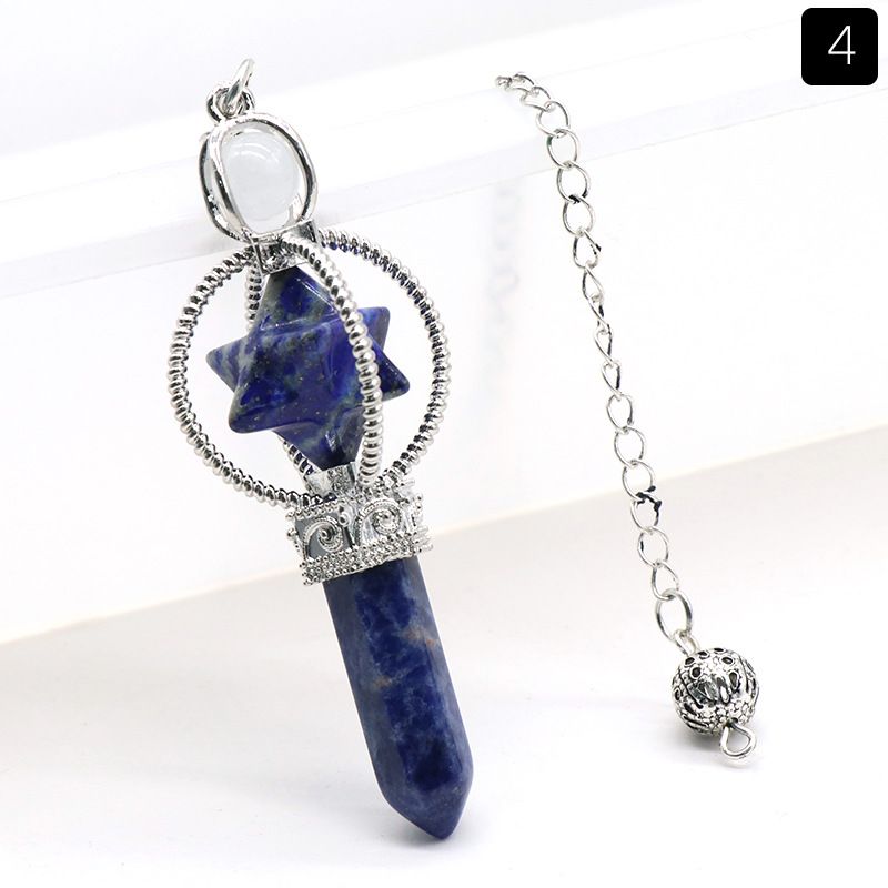 1490-Pó branco natural ametista Kabbah estrela cetro pêndulo, Kabbah mel grande satélite hexagonal pilar pingente de cristal