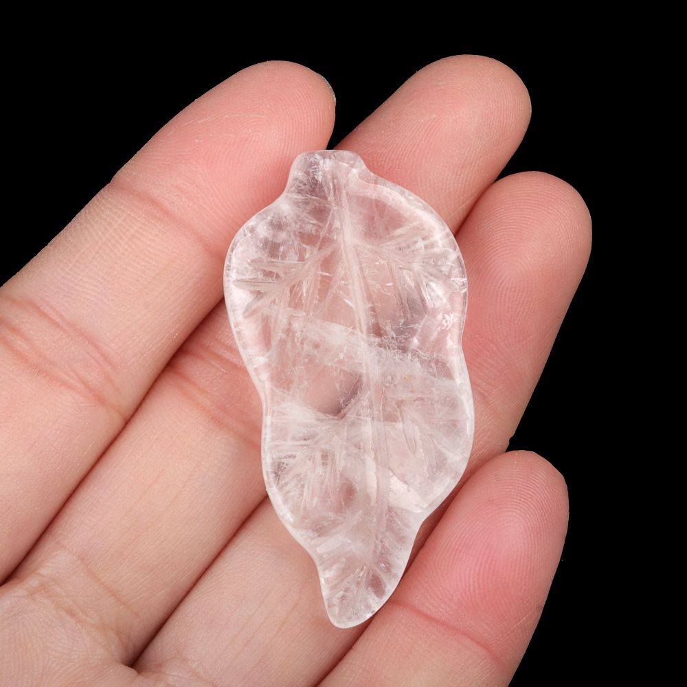 1782-47Mm folhas, cristal natural ágata pedra gravada pena material decorativo DIY folha acessórios de jóias