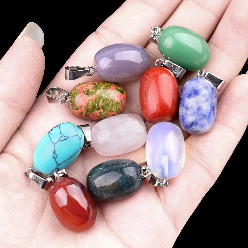 1823-13X18mm pingente de tambor de pedra de cristal de ágata pingente cilíndrico acessórios de jóias DIY