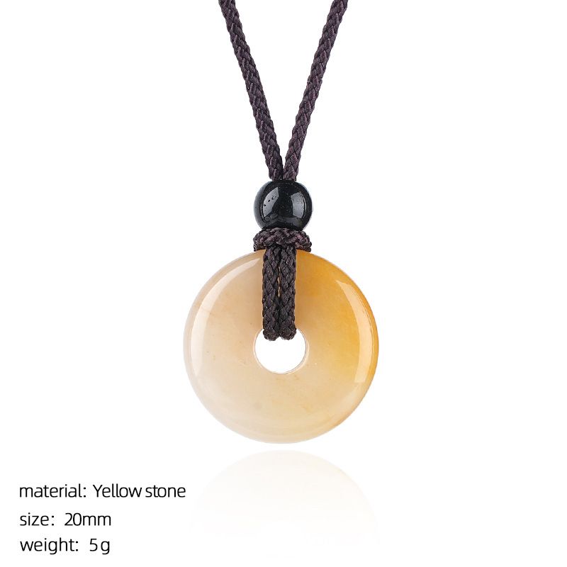 Colar de fivela de segurança de ágata de cristal 20Mm Nova pedra natural chinesa gravada em volta de ágata pingente de fivela de segurança nostálgica