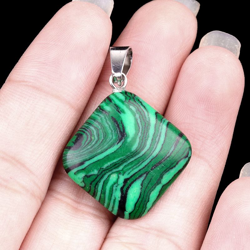 1822-24Mm cristal ágata jade quadrado pingente diagonal, pingente quadrado de pedra semi-preciosa acessórios de jóias DIY
