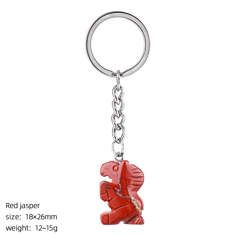 Pônei de cristal natural chaveiro criativo DIY saco acessórios de carro gravado ágata cabeça cavalo pingente