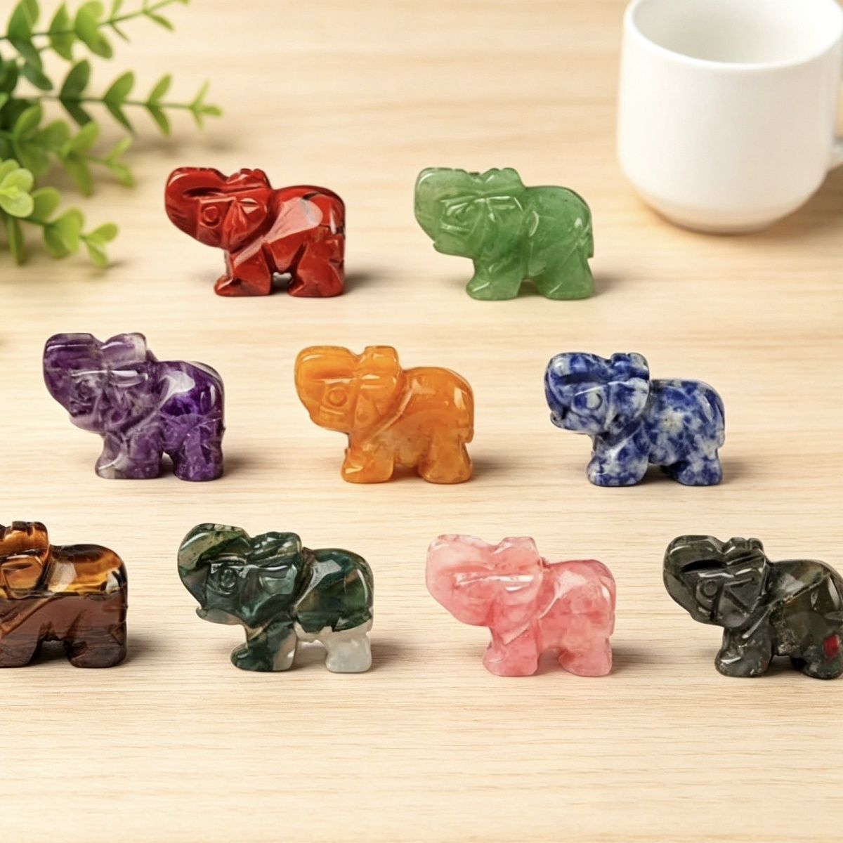 1 polegada escultura animal elefante, pó natural cristal ágata jade escultura animal elefante artesanato ornamento transfronteiriço