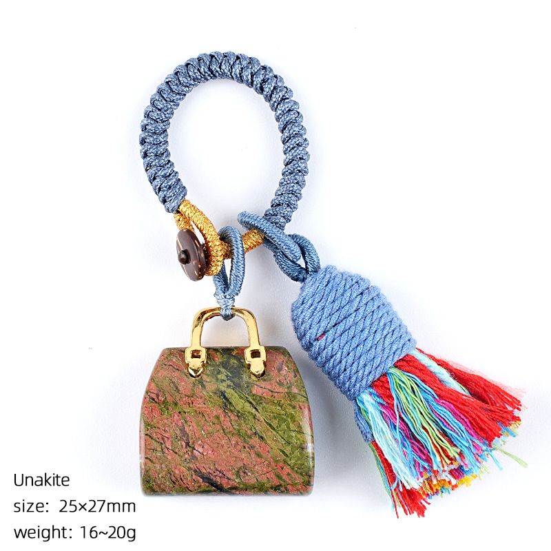 2485 Pedra natural semi-preciosa saco chaveiro criativo mão-tecido carro roupas acessórios cristal ágata pingente