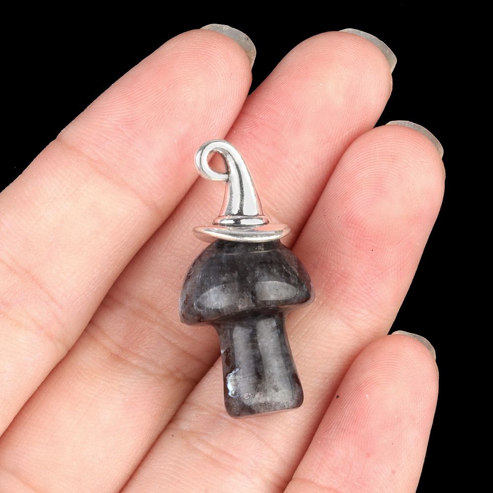 1963-Ágata de cristal natural pedra semipreciosa ametista mágica chapéu de Natal cogumelo pingente acessórios de jóias DIY