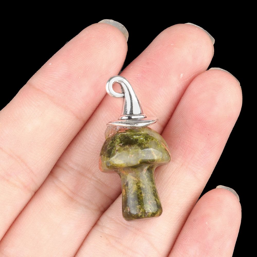 1963-Ágata de cristal natural pedra semipreciosa ametista mágica chapéu de Natal cogumelo pingente acessórios de jóias DIY