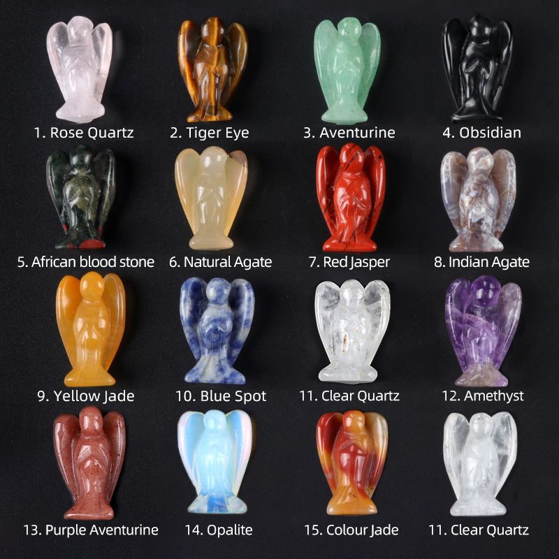 1687-1Em cristal anjinho não poroso, pedra de ágata de cristal natural escultura pequeno paisagismo artificial mini ornamento