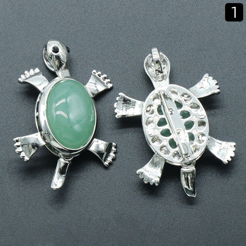 Pingente de broche de tartaruga 1558, acessórios de colar de pingente de pedra preciosa incrustada em liga de cristal natural