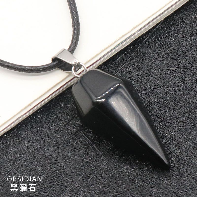 Pingente de Cristal Natural Hexagonal Cone Cônico Hexagonal Rômbolo Pêndulo eBay AliExpress Jóias