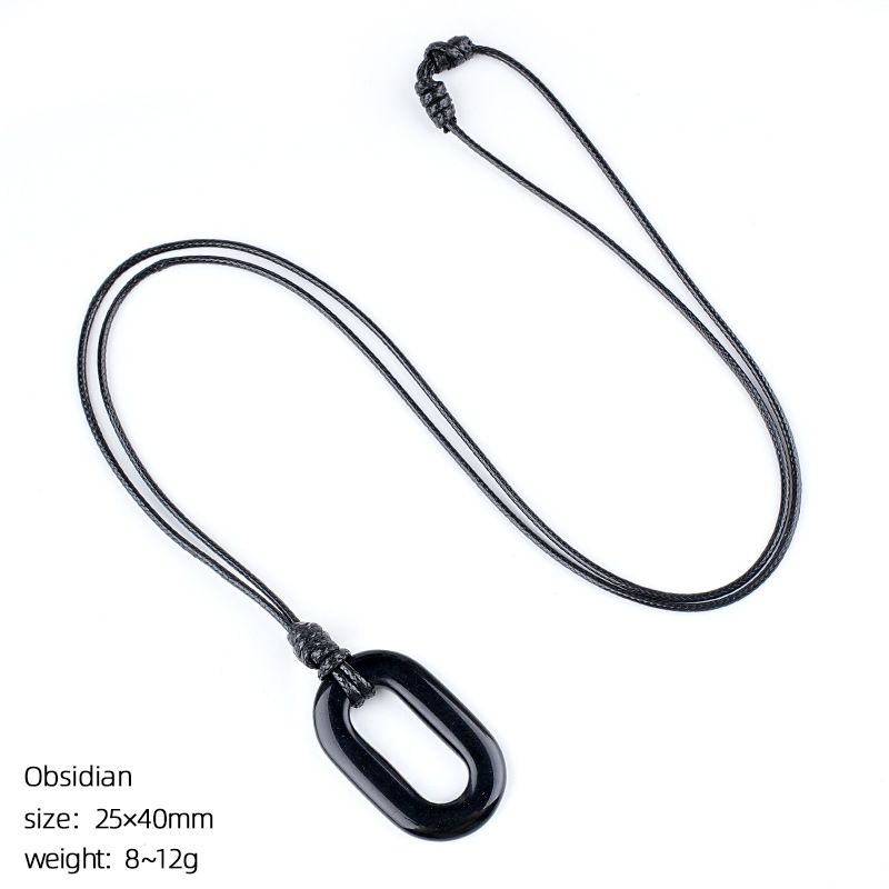 25 * 40Mm colar de pedra natural O-ring europeu e americano retro ajustável suéter corrente oval grande buraco círculo pingente