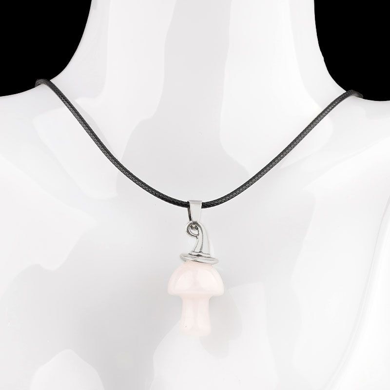 Pingente De Cogumelo De Chapéu De Bruxa De Cristal Natural