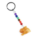 2011-Chaveiro de coelho de pedra de cristal colorido, pingente de jóias de chakra, pingente de chaveiro de animal pequeno.