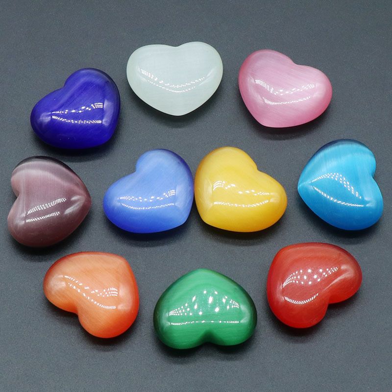 1258-Opala coração grande 30mm enfeite de pedra solto em forma de coração colorido pêssego alça de mão de doce DIY cor de jóias