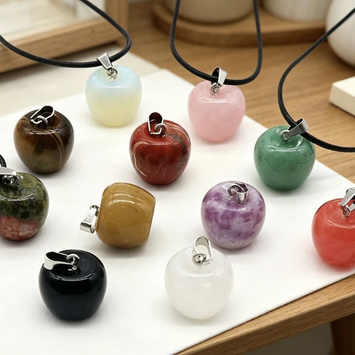 1479-Pedra de ágata de cristal natural 20mm pingente de maçã DIY acessórios decorativos para véspera de Natal