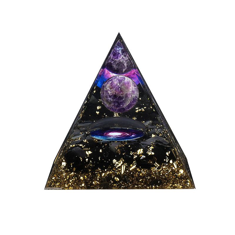 Pirâmide de cristal de venda quente novo criativo casa desktop artesanal Epóxi degaussing cristal bola pirâmide ornamento