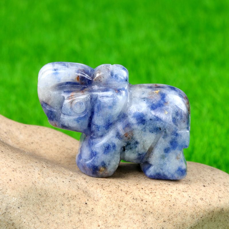 1 polegada escultura animal elefante, pó natural cristal ágata jade escultura animal elefante artesanato ornamento transfronteiriço