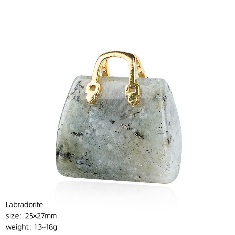 Pingente de saco de ágata de jade natural transfronteiriço paisagismo criativo colar DIY gravura cristal mini bolsa ornamento