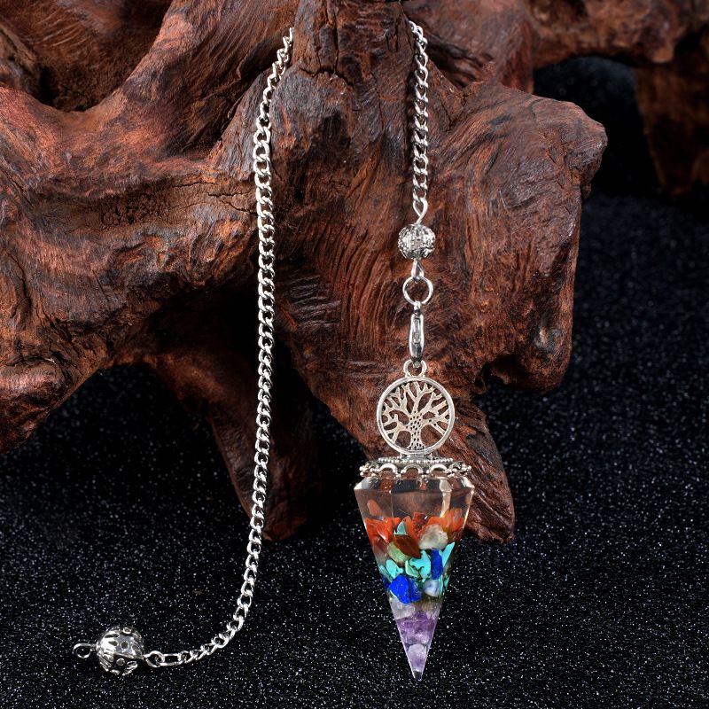 Nova Liga Árvore da Vida Pingente De Resina Pingente De Cristal Meditação Pêndulo De Corrente De Cinto Epóxi Vintage