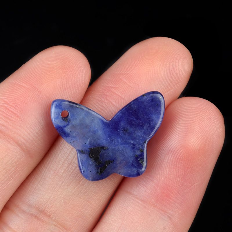 1765-Pingente de borboleta de pedra de ágata de cristal natural DIY pulseira de borboleta de pedra natural acessórios de colar