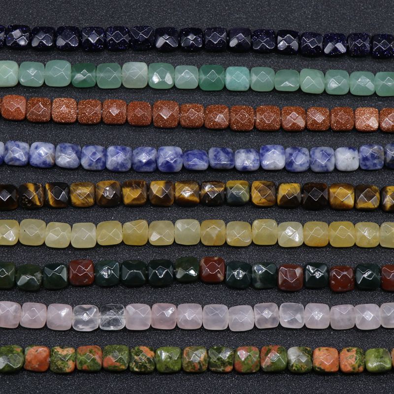 Ágata de cristal pedra semipreciosa 8mm quadrado cortado contas soltas DIY pulseira colar acessórios material