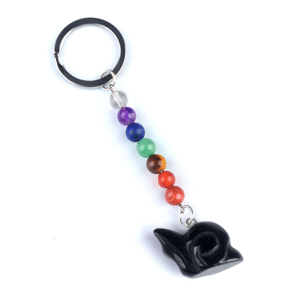 1962-Chaveiro de caracol de pedra de cristal colorido, pingente de jóias chakra, pingente de chaveiro de animal pequeno