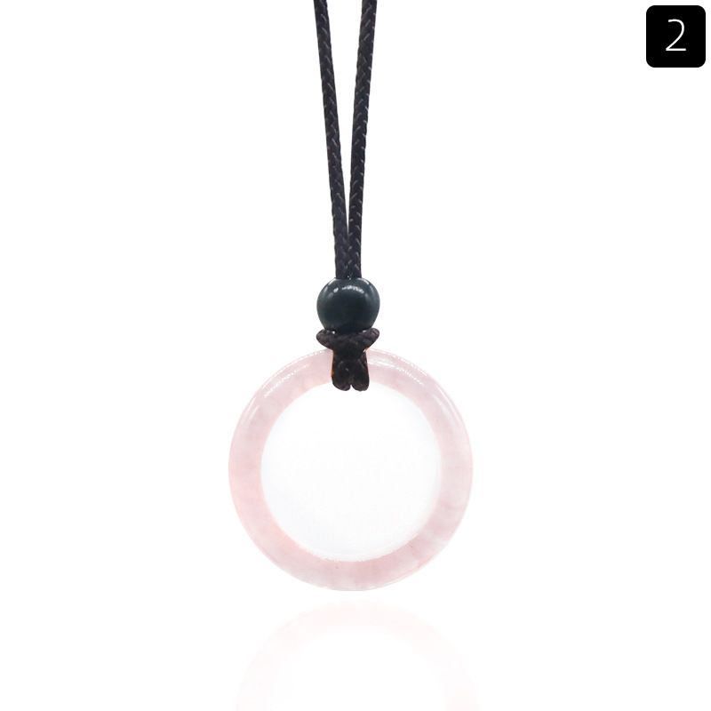 1435-Colar de Anel de Pedra de Cristal Natural Anel de Correr Clavícula Círculo Feminino Colar Simples Jóias