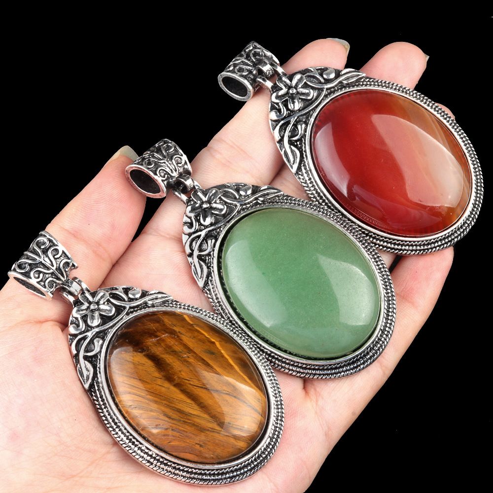Conjunto de pedras preciosas ágata cristal liga de pedra semipreciosa incrustada pingente de pedra preciosa
