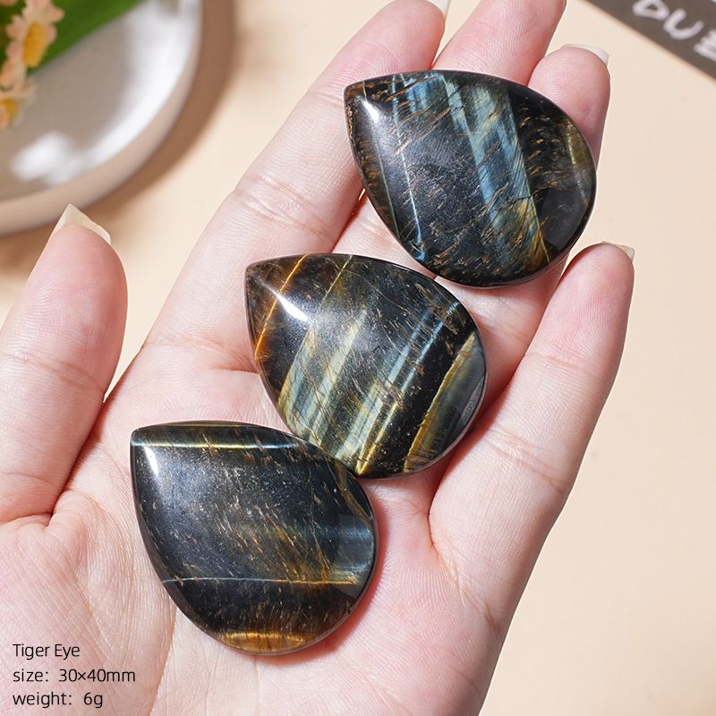 40Mm tigre olho de pedra gota de água mão não porosa alça DIY pode ser incrustado acessórios de jóias azul e amarelo olho de tigre gota de água pequeno ornamento