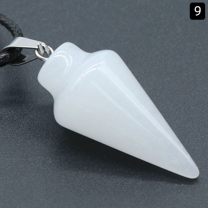 1259-Pingente cônico de cristal de ágata natural 16x30mm colar cônico transfronteiriço transmissão ao vivo jóias de pedra natural
