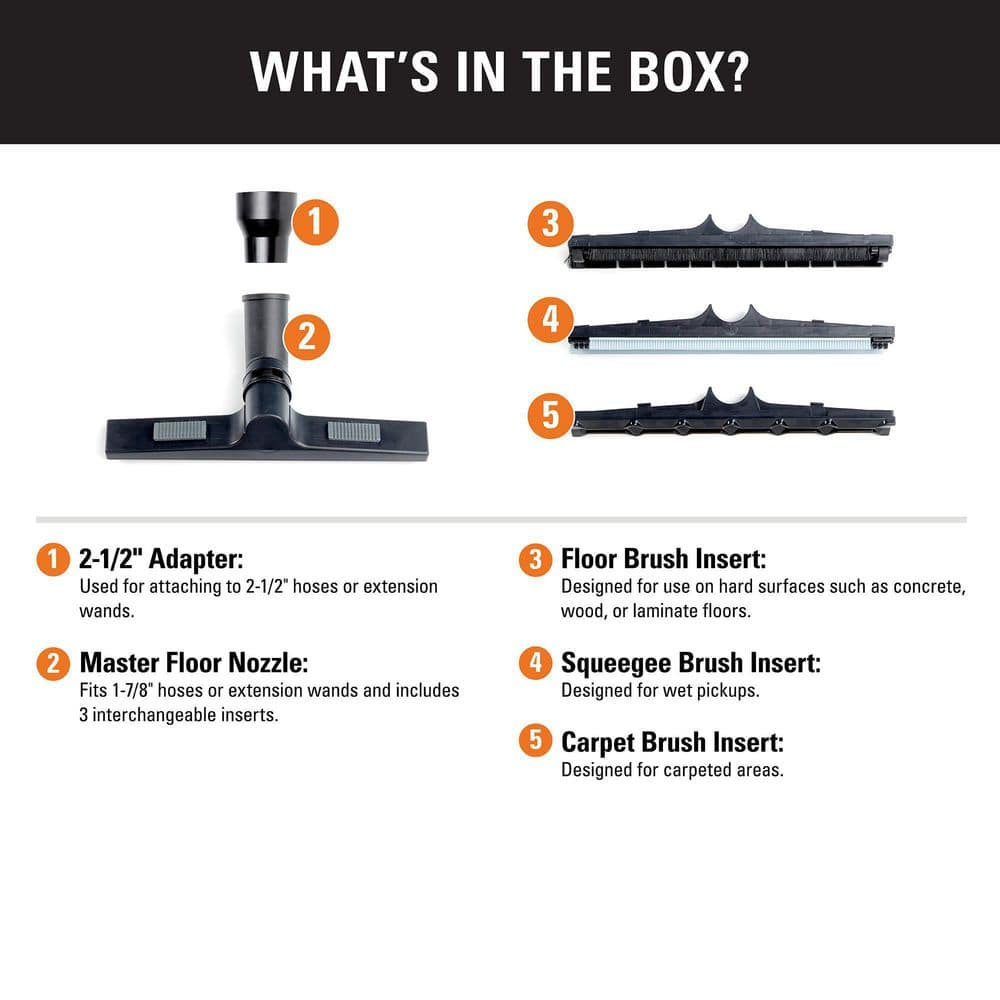 1-7/8 in. and 2-1/2 in. Premium Floor Cleaning Accessory Kit Shop Vac Attachments for RIDGID Wet Dry Vacuums